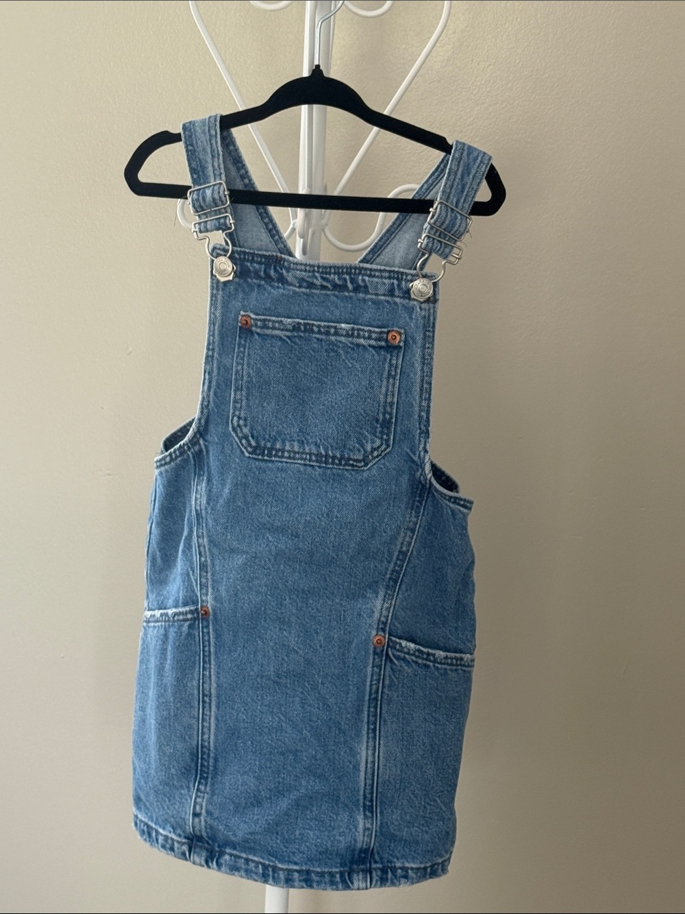 Zara Blue Denim Overall Dress
